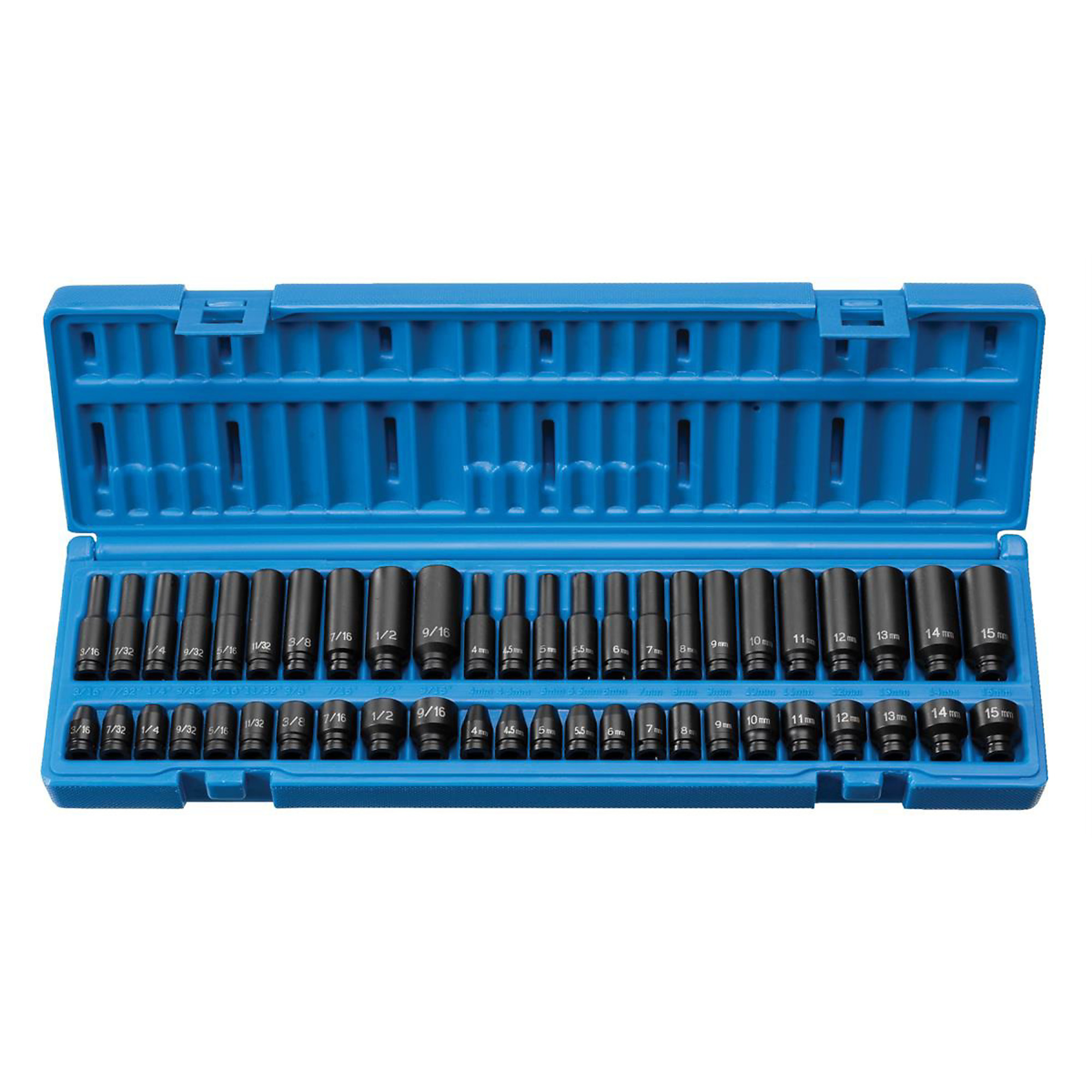 Grey Pneumatic 48-Piece 1/4in. Drive Standard & Deep Fractional/Metric Master Socket Set — Chrome-Molybdenum Steel, Model# GRE9748